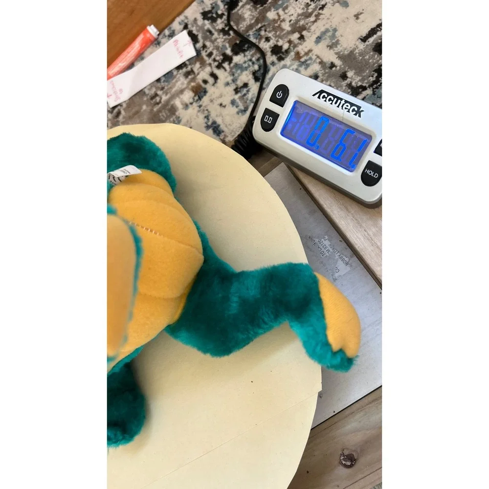 Vintage‎ 1992 Acme Dragon Plush Teal Green Yellow Iridescent Wings 12 Inch Toy